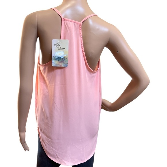 Lily Star Women’s Halter Sleeveless Peach Sheer‎ Tunic Top Size S - Picture 3 of 11